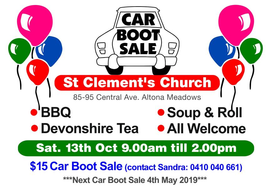 Car boot sale Oct 18