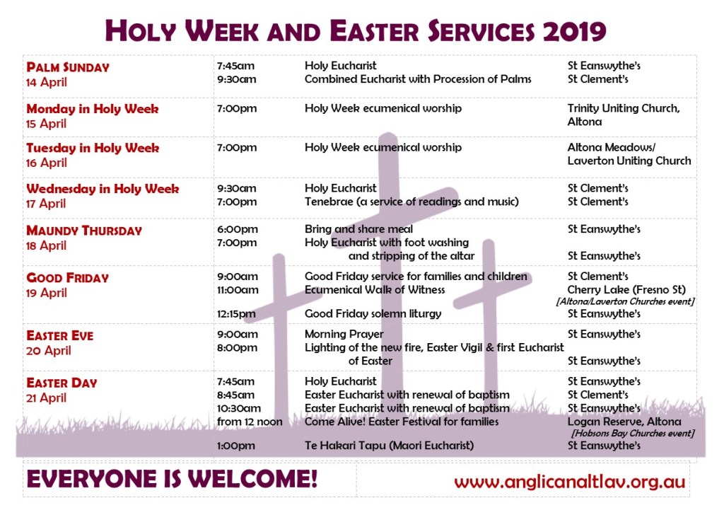 Holy Week & Easter services 2019